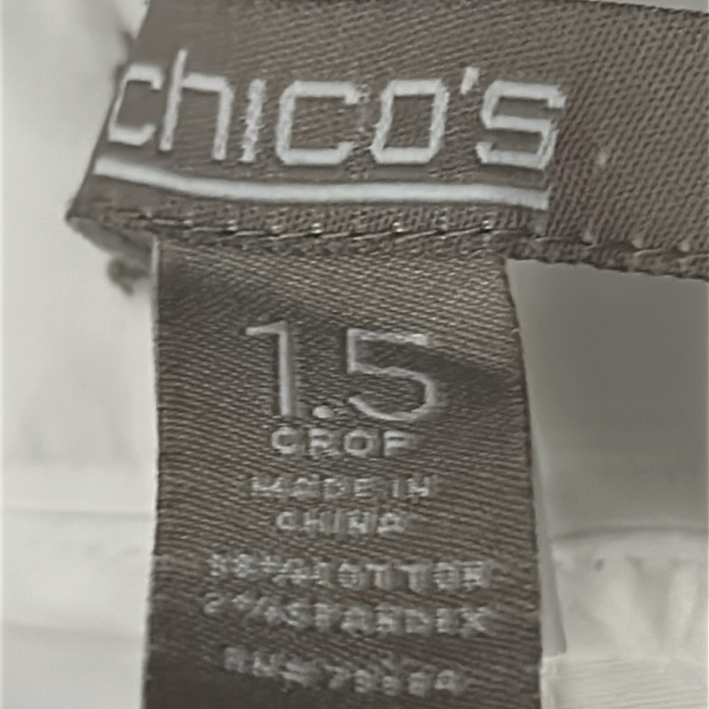 Chico’s Cotton Crop Ankle Pants 1.5/10 White Classic Summer Casual Beach - Picture 9 of 14